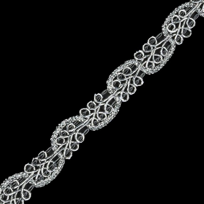 Braided | 0.5" American Made Metallic Silver Braided Trim Braided Braided