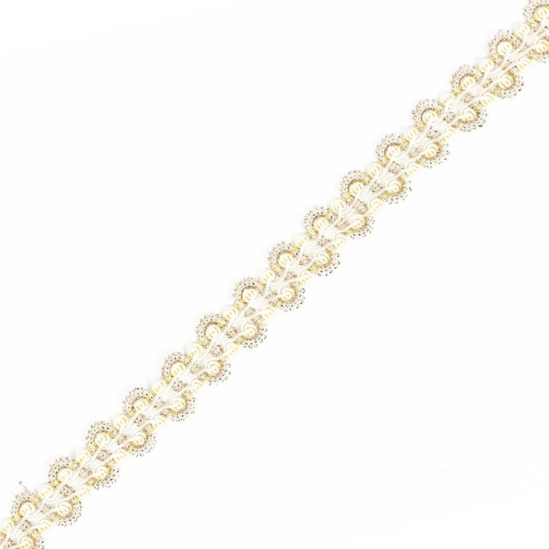 Braided | Lustrous Ivory, Champagne And Yellow Metallic Gimp Braided Trim Braided Braided