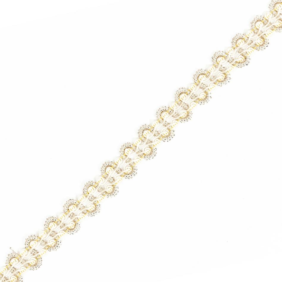 Braided | Lustrous Ivory, Champagne And Yellow Metallic Gimp Braided Trim Braided Braided