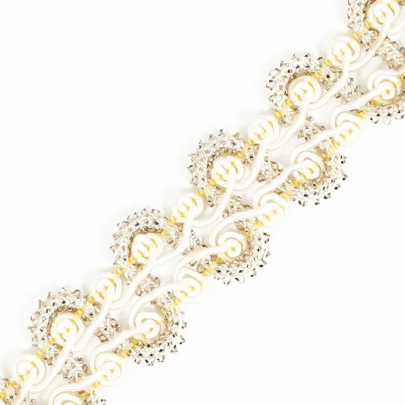 Braided | Lustrous Ivory, Champagne And Yellow Metallic Gimp Braided Trim Braided Braided