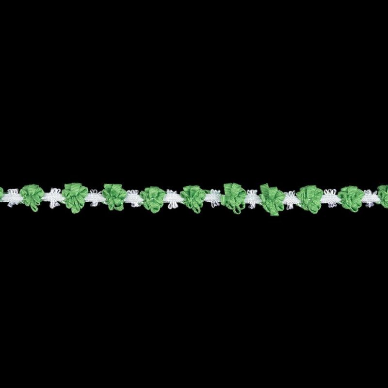 Braided | Shamrock And Lucent White Ribbon Flowers Trim – 0.5" Braided Braided