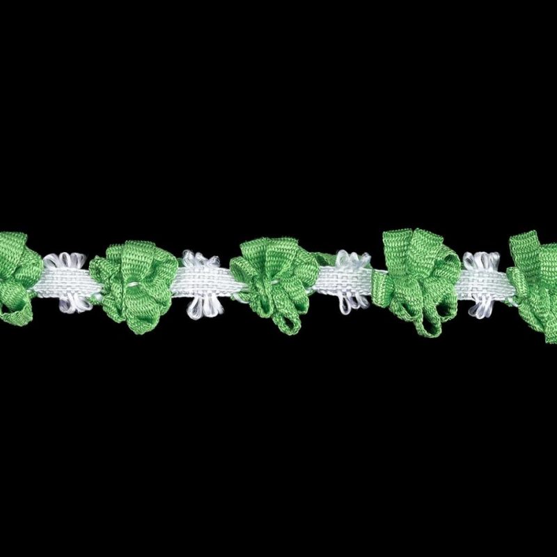 Braided | Shamrock And Lucent White Ribbon Flowers Trim – 0.5" Braided Braided