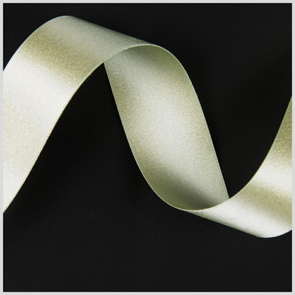 Double Face Satin | 1.5" Celadon/Gold Double Face Metallic Satin Ribbon Double Face Satin Celadon,Gold