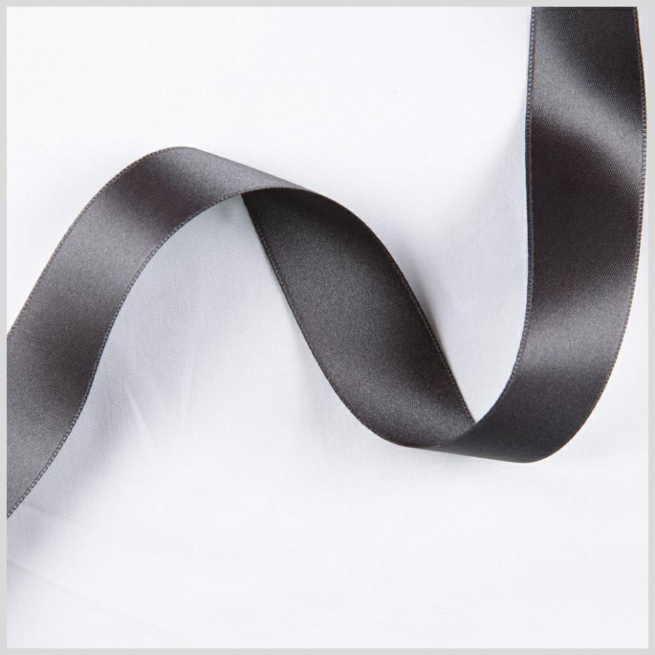 Double Face Satin | 2.5" Charcoal Double Face French Satin Ribbon Double Face Satin Charcoal