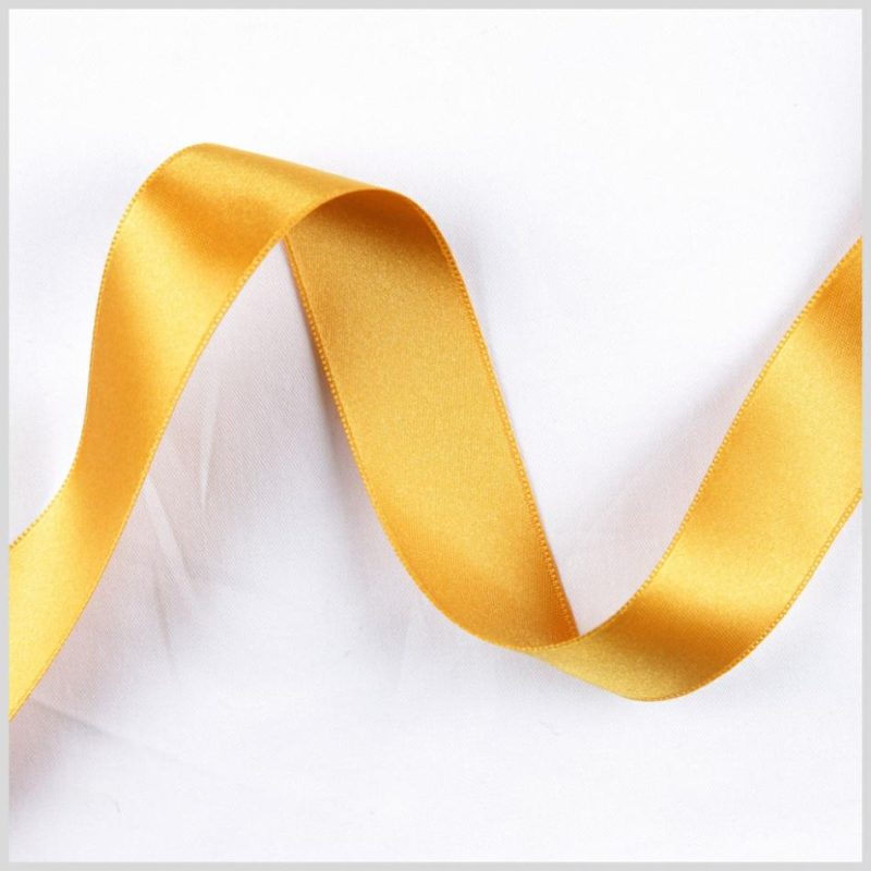 Double Face Satin | 2.5" Dark Yellow Double Face French Satin Ribbon Double Face Satin Dark Yellow