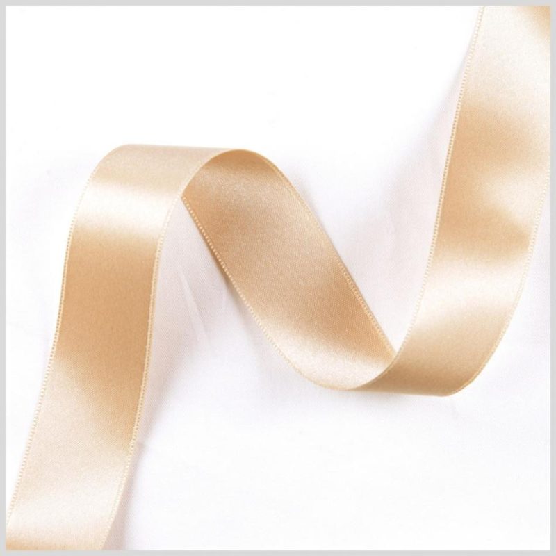 Double Face Satin | 2.5" Tan Double Face French Satin Ribbon Double Face Satin Double Face Satin