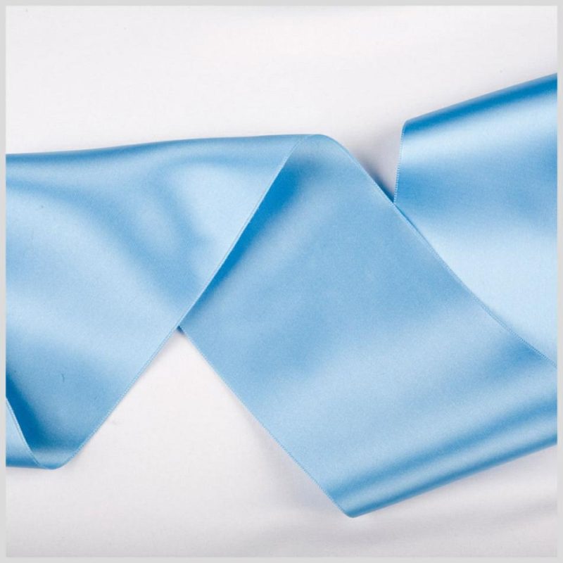 Double Face Satin | 3.75" Blue Double Face French Satin Ribbon Double Face Satin Blue