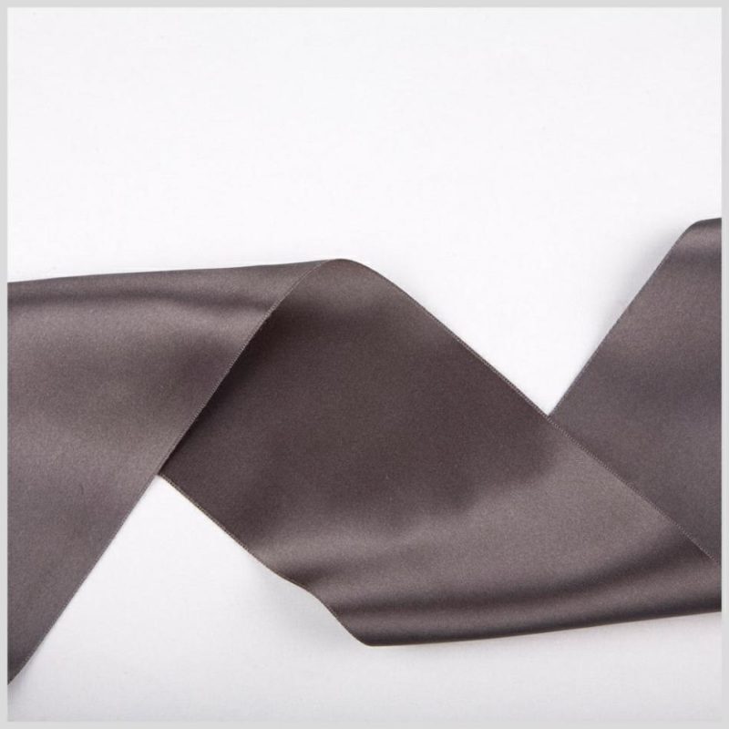 Double Face Satin | 3.75" Charcoal Double Face French Satin Ribbon Double Face Satin Charcoal