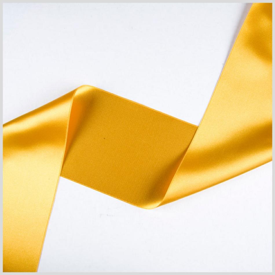 Double Face Satin | 3.75" Dark Yellow Double Face French Satin Ribbon Double Face Satin Dark Yellow