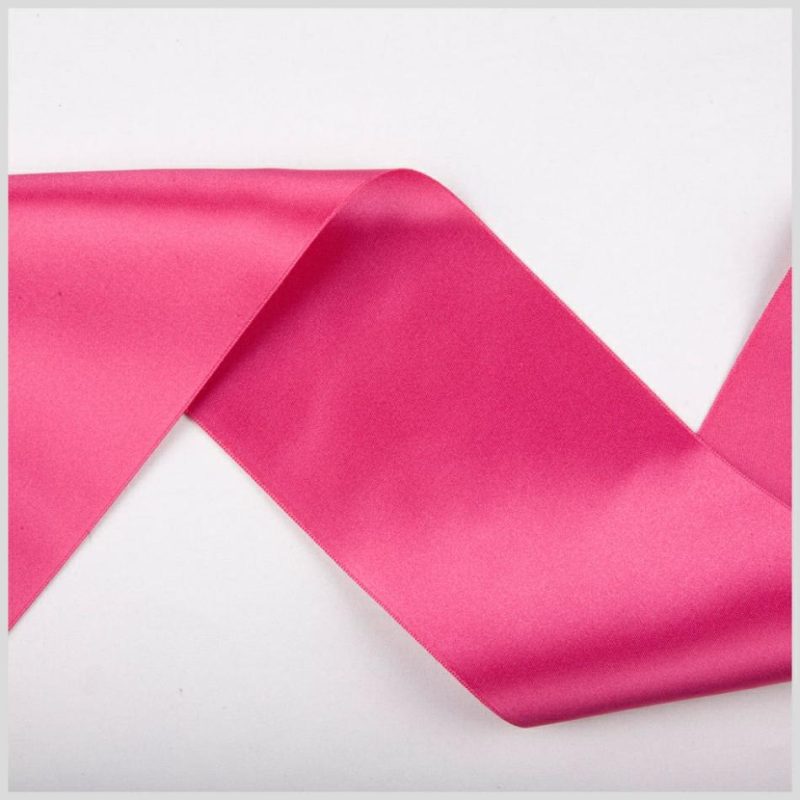 Double Face Satin | 3.75" Hot Pink Double Face French Satin Ribbon Double Face Satin Double Face Satin