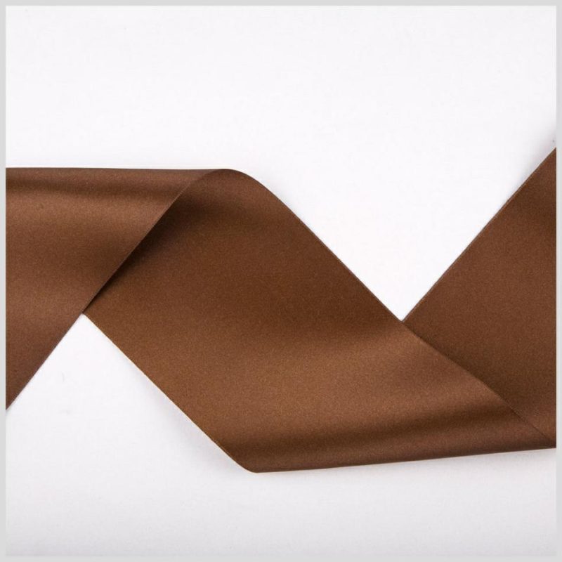 Double Face Satin | 3.75" Light Brown Double Face French Satin Ribbon Double Face Satin Double Face Satin