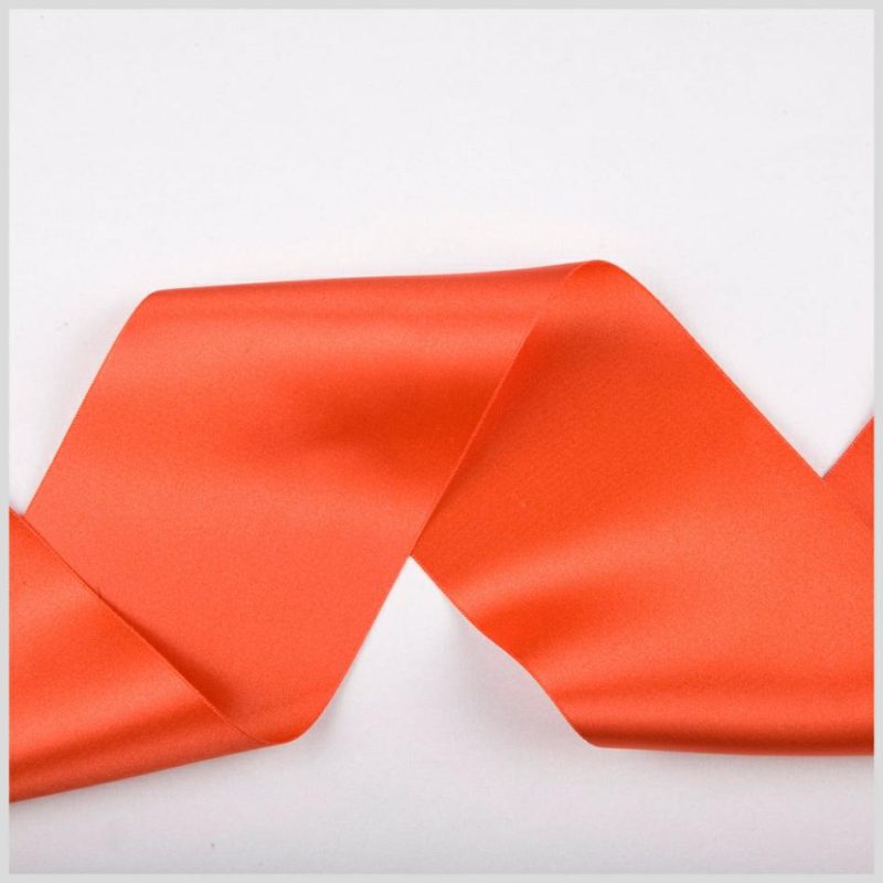 Double Face Satin | 3.75" Orange Double Face French Satin Ribbon Double Face Satin Double Face Satin