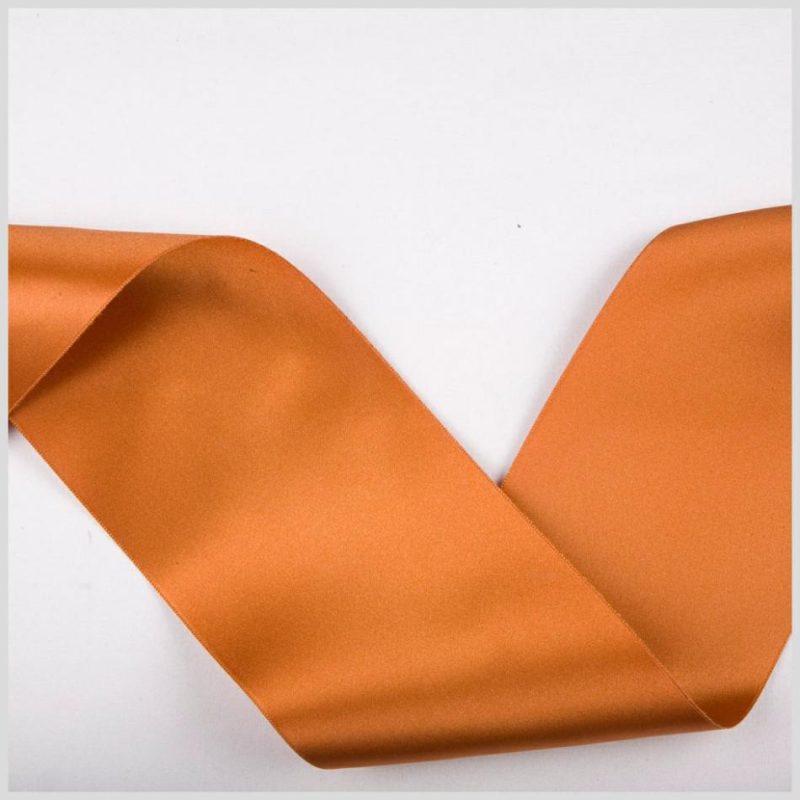 Double Face Satin | 3.75" Pumpkin Double Face French Satin Ribbon Double Face Satin Double Face Satin