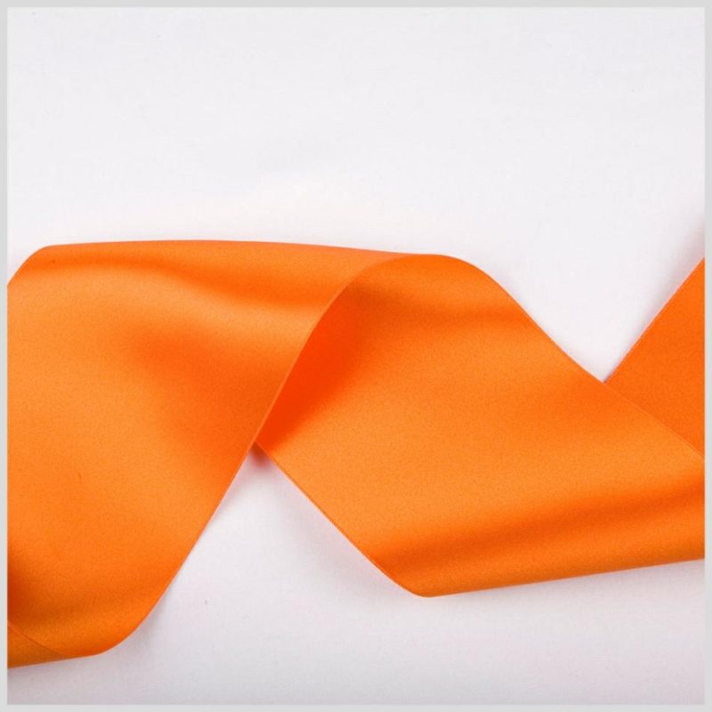 Double Face Satin | 3.75" Pumpkin Double Face French Satin Ribbon Double Face Satin Double Face Satin