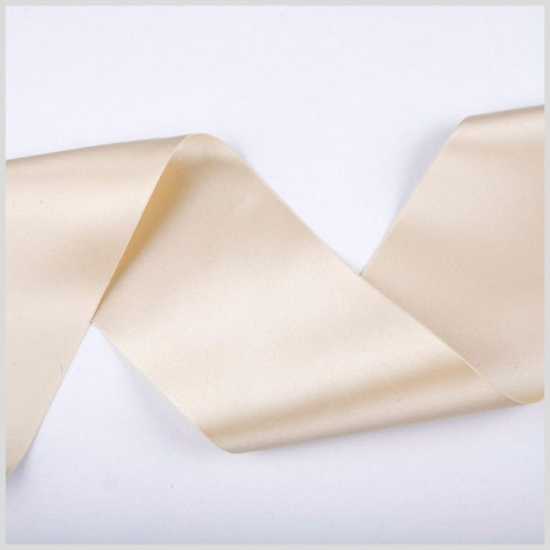 Double Face Satin | 3.75" Tan Double Face French Satin Ribbon Double Face Satin Double Face Satin