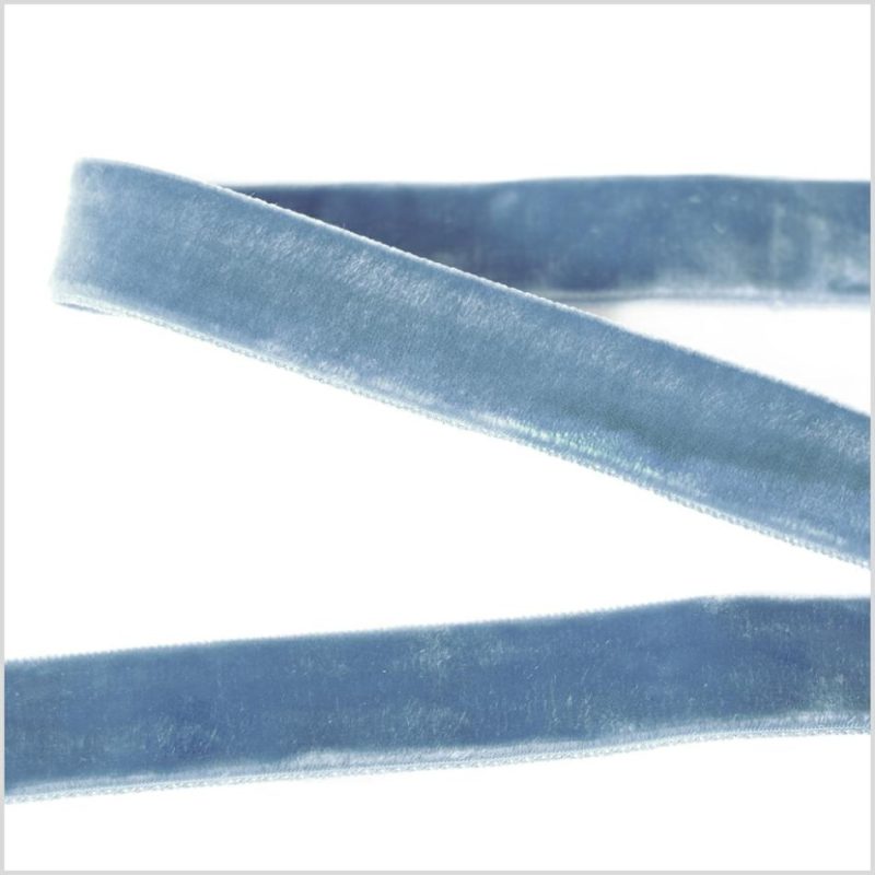 Double Face Velvet | Dusty Blue Double Face Velvet Ribbon – 7/8" Ribbons Double Face Velvet