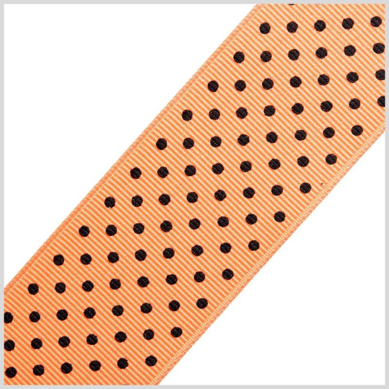 Grosgrain | 1.5" Apricot Polka Dot Grosgrain Ribbon Grosgrain Apricot