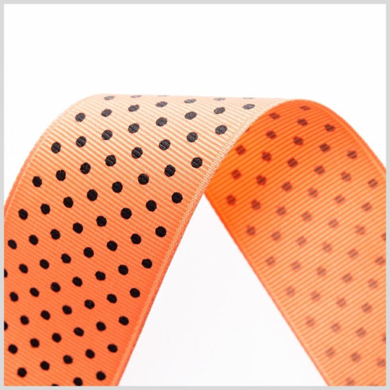 Grosgrain | 1.5" Apricot Polka Dot Grosgrain Ribbon Grosgrain Apricot