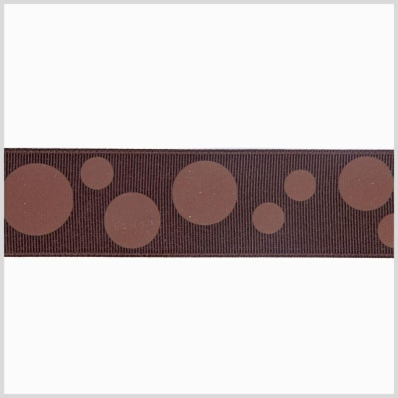 Grosgrain | 1.5" Brown Polka Dot Grosgrain Ribbon Grosgrain Brown