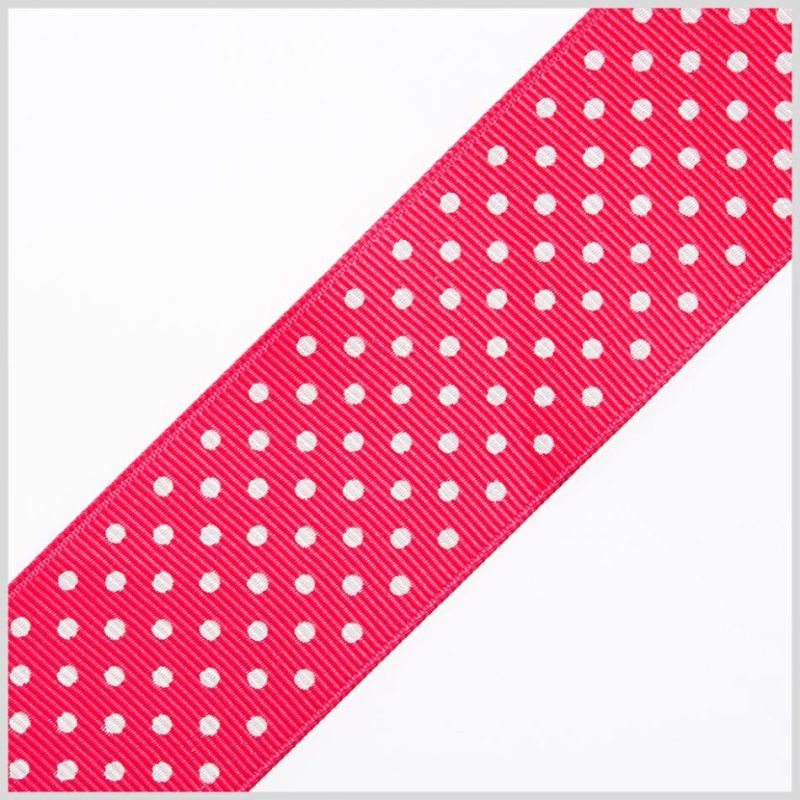 Grosgrain | 1.5" Shocking Pink Polka Dot Grosgrain Ribbon Grosgrain Grosgrain