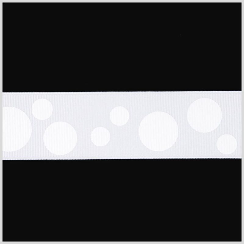 Grosgrain | 1.5" White Polka Dot Grosgrain Ribbon Grosgrain Grosgrain