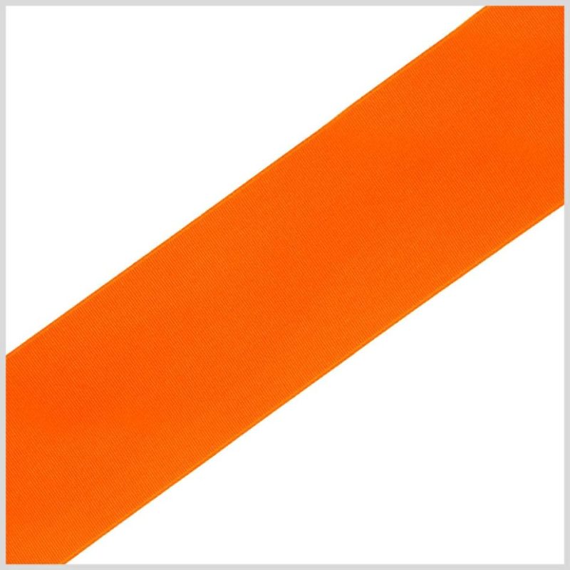 Grosgrain | 1/4" Neon Orange Solid Grosgrain Ribbon Grosgrain Grosgrain