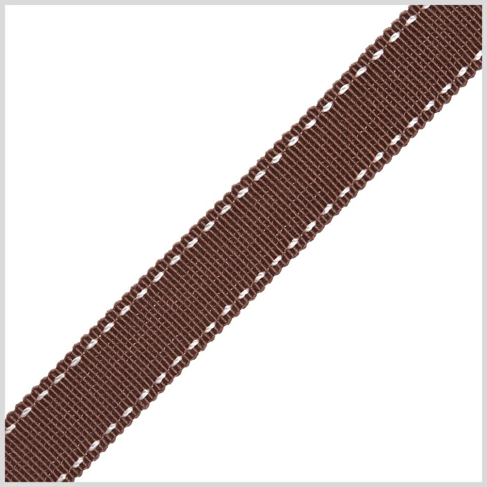 Grosgrain | 5/8" Brown Stitched Grosgrain Ribbon Grosgrain Brown