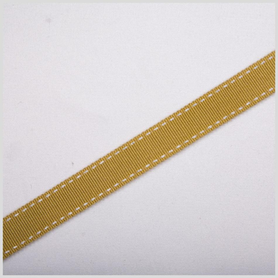 Grosgrain | 5/8" Gold Stitched Grosgrain Ribbon Grosgrain Gold