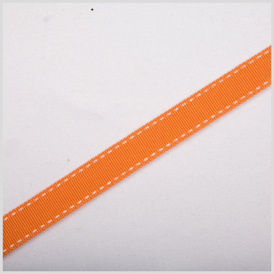 Grosgrain | 5/8" Orange Stitched Grosgrain Ribbon Grosgrain Grosgrain