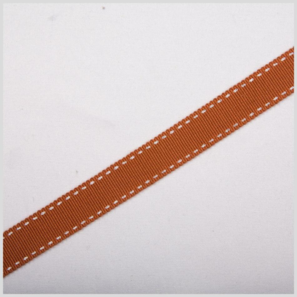 Grosgrain | 5/8" Rust Stitched Grosgrain Ribbon Grosgrain Grosgrain