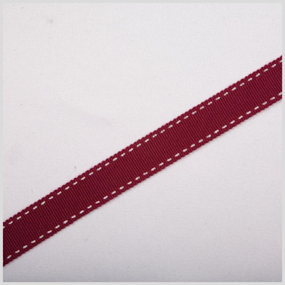 Grosgrain | 5/8" Wine Stitched Grosgrain Ribbon Grosgrain Grosgrain