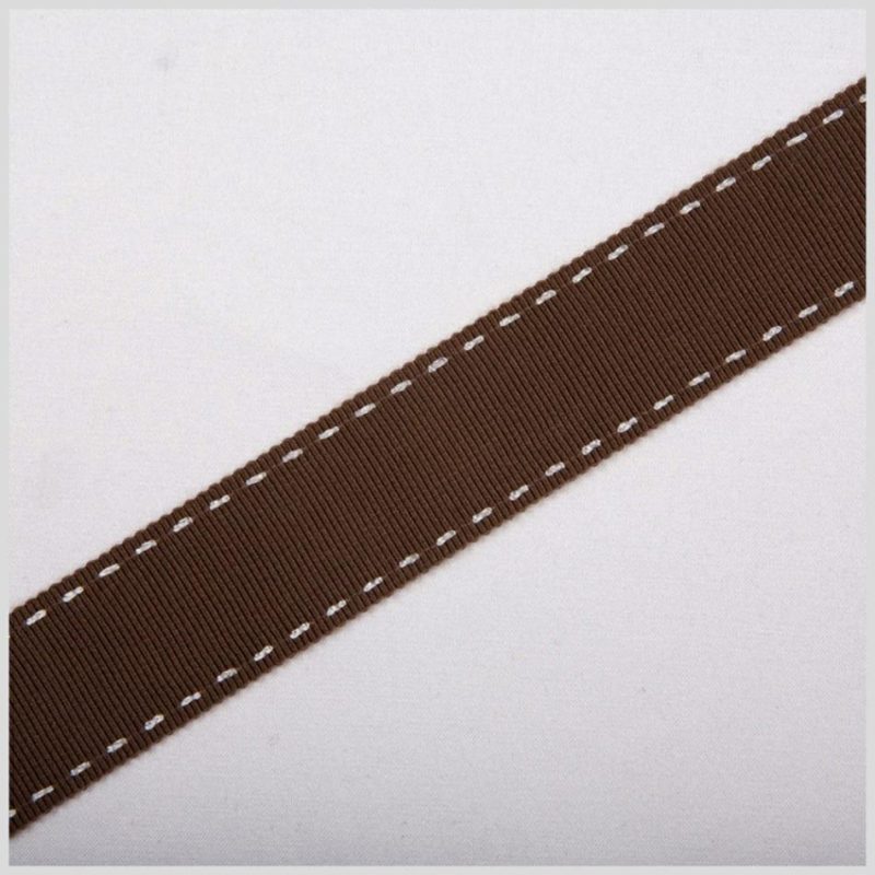 Grosgrain | 7/8" Brown Stitched Grosgrain Ribbon Grosgrain Brown