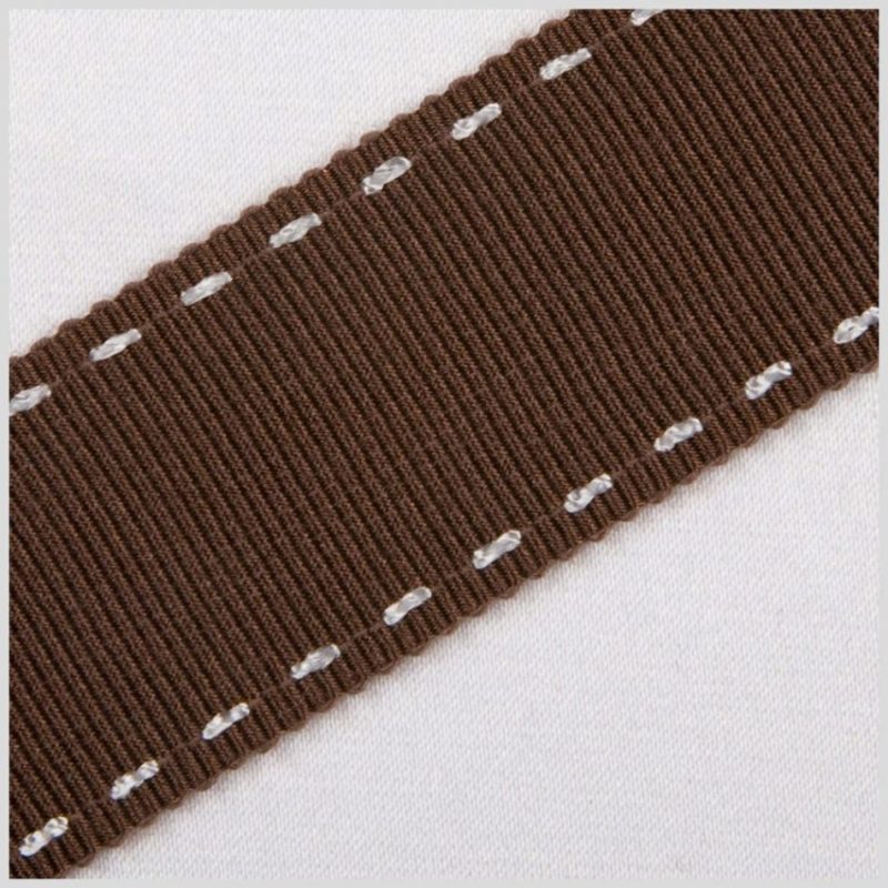 Grosgrain | 7/8" Brown Stitched Grosgrain Ribbon Grosgrain Brown