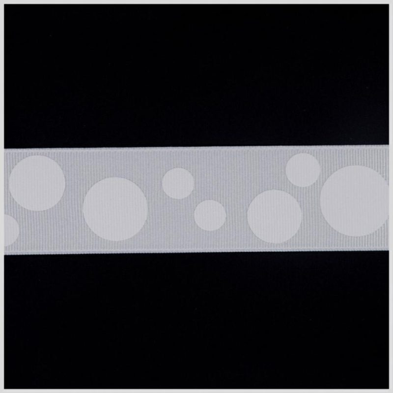 Grosgrain | 7/8" Millennium Silver Polka Dot Grosgrain Ribbon Grosgrain Grosgrain