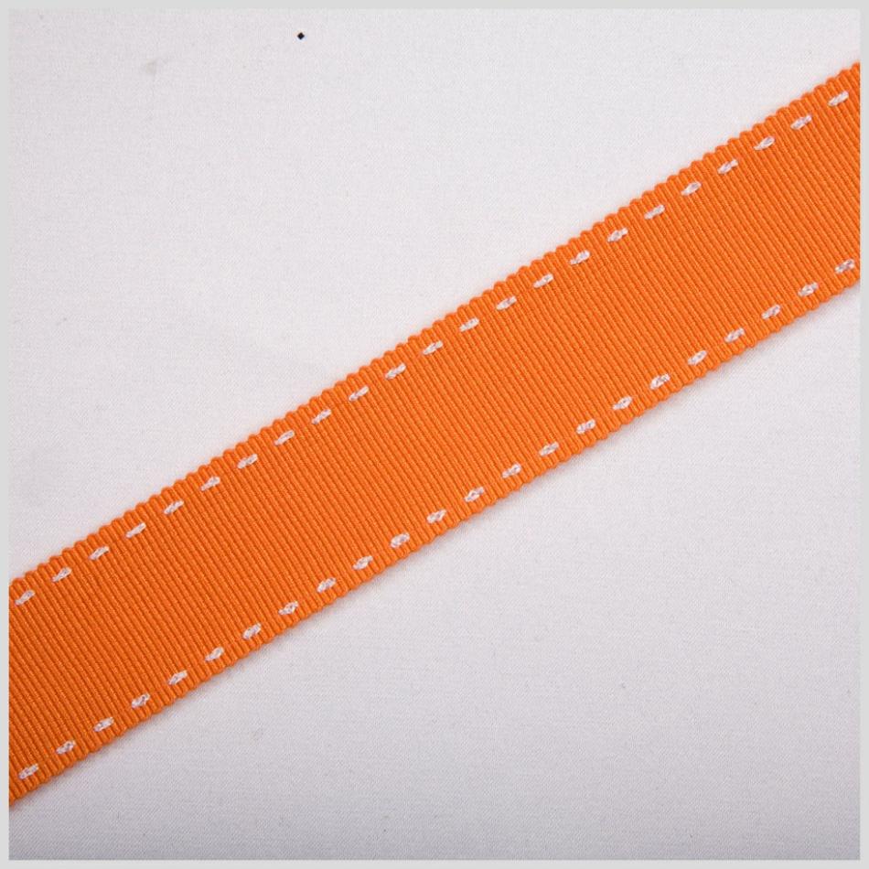 Grosgrain | 7/8" Orange Stitched Grosgrain Ribbon Grosgrain Grosgrain