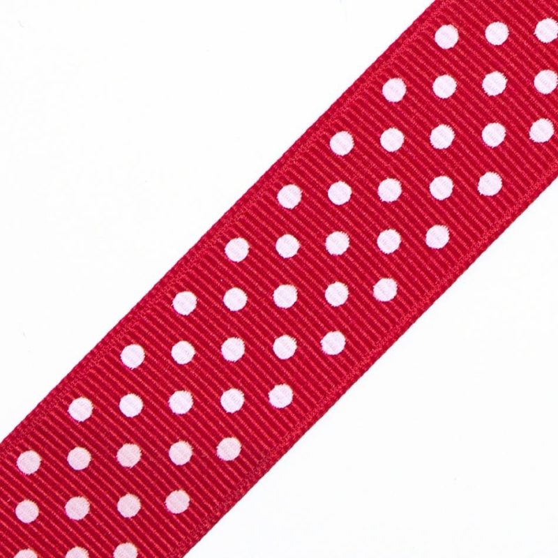 Grosgrain | 7/8" Red Polka Dot Grosgrain Ribbon Grosgrain Grosgrain