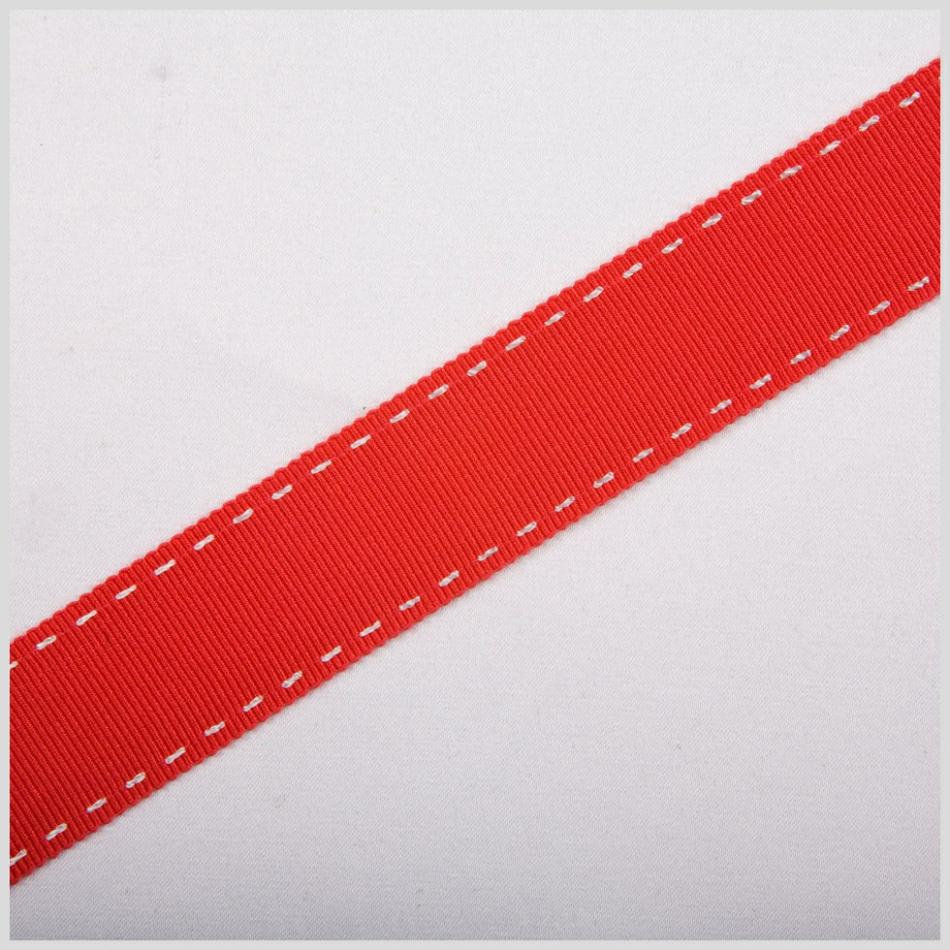 Grosgrain | 7/8" Red Stitched Grosgrain Ribbon Grosgrain Grosgrain