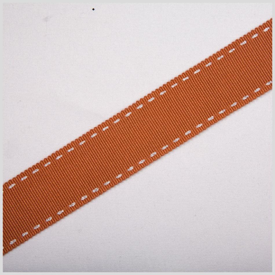 Grosgrain | 7/8" Rust Stitched Grosgrain Ribbon Grosgrain Grosgrain