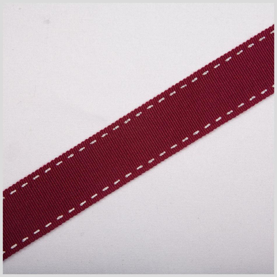 Grosgrain | 7/8" Wine Stitched Grosgrain Ribbon Grosgrain Grosgrain