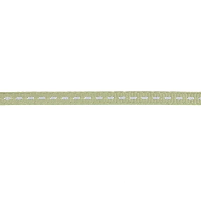 Grosgrain | Alfalfa Grosgrain Ribbon With Bright White Stitching – 0.25" Grosgrain Bright White,Alfalfa