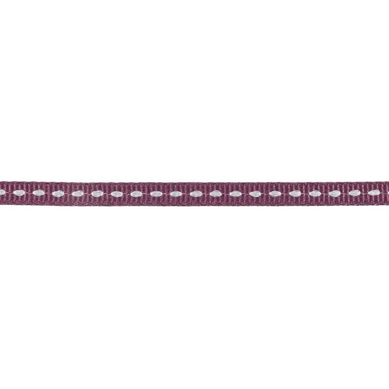 Grosgrain | Amaranth Grosgrain Ribbon With Lucent White Stitching – 0.25" Grosgrain Grosgrain