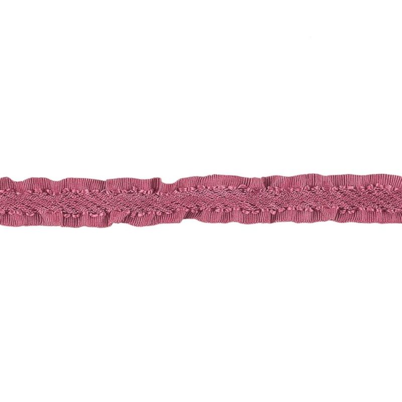 Grosgrain | Amaranth Twill Ribbon With Ruffled Grosgrain Borders – 0.375" Grosgrain Grosgrain