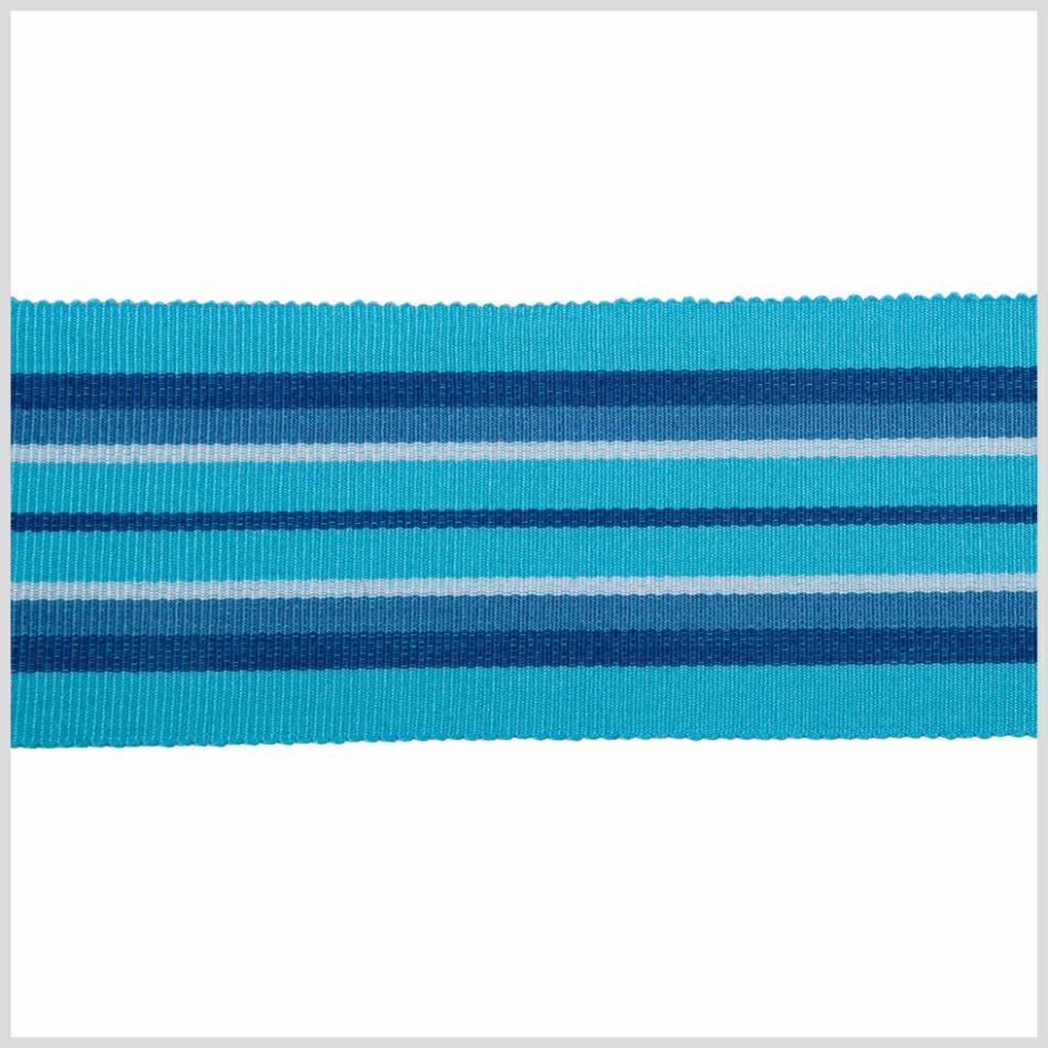 Grosgrain | Aqua/White/Dark Blue Striped Grosgrain Ribbon Grosgrain Aqua,White,Dark Blue