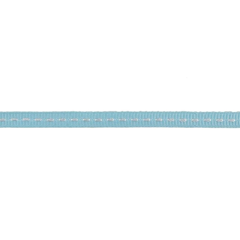 Grosgrain | Baby Blue Grosgrain Ribbon With Bright White Stitching – 0.25" Grosgrain Bright White