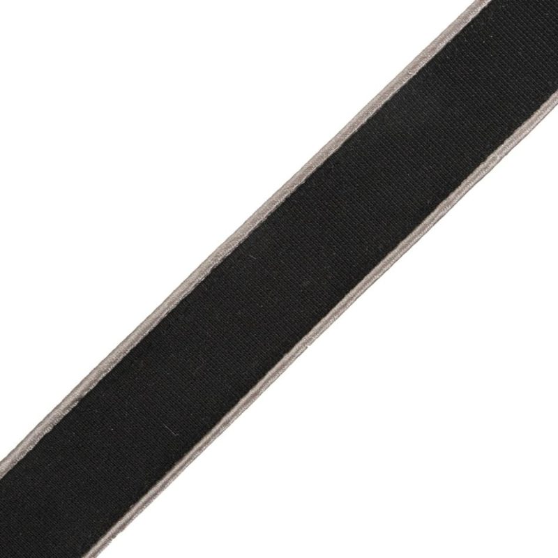 Grosgrain | Black Grosgrain With Silver Satin Piped Edges – 1.25" Grosgrain Black,Silver