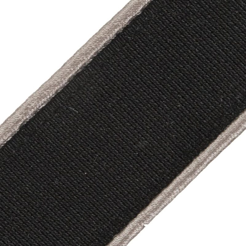 Grosgrain | Black Grosgrain With Silver Satin Piped Edges – 1.25" Grosgrain Black,Silver