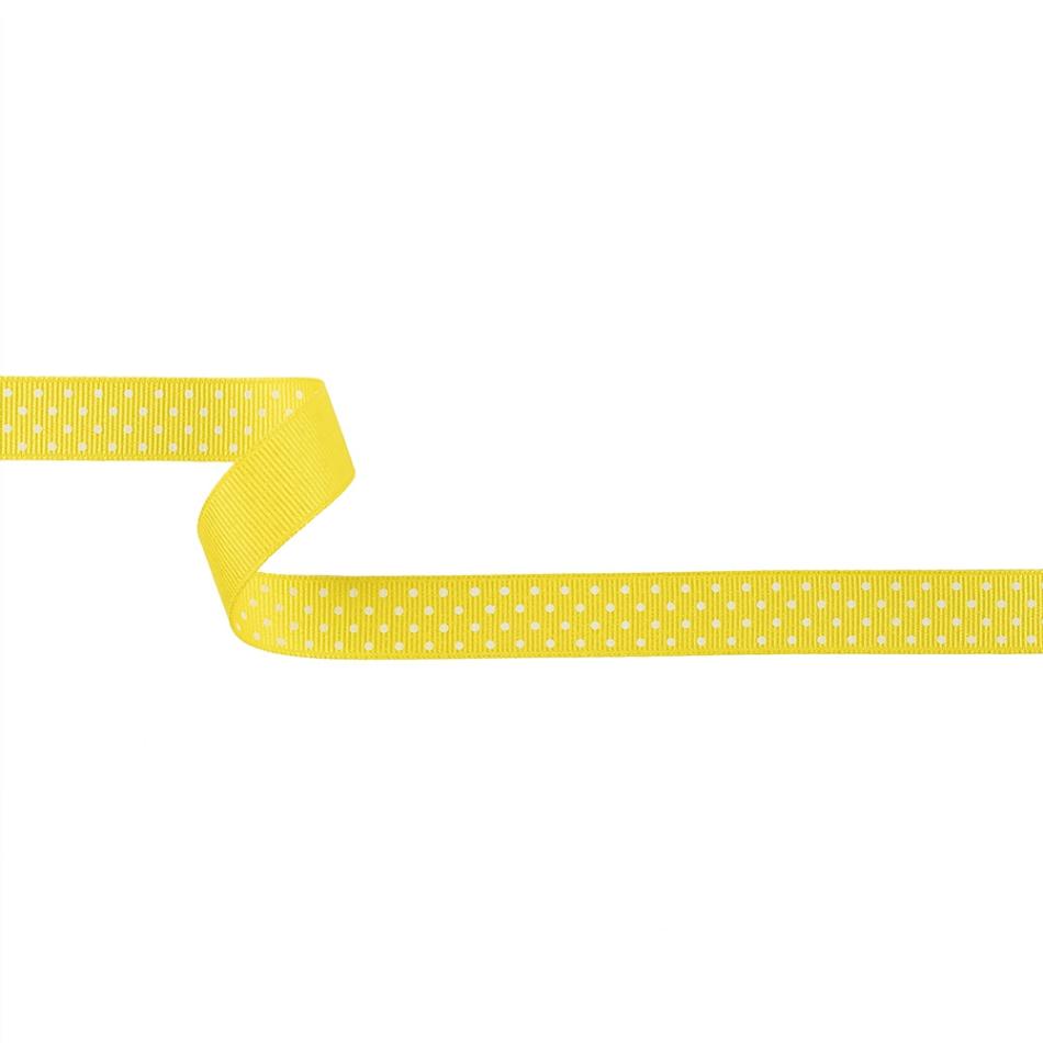 Grosgrain | Blazing Yellow And White Polka Dots Grosgrain Ribbon – 0.625" Grosgrain Blazing Yellow,Snow White