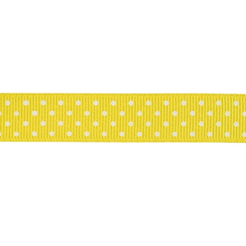 Grosgrain | Blazing Yellow And White Polka Dots Grosgrain Ribbon – 0.625" Grosgrain Blazing Yellow,Snow White