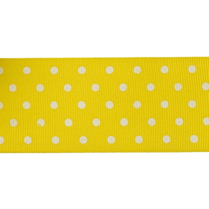 Grosgrain | Blazing Yellow And White Polka Dots Grosgrain Ribbon – 1.625" Grosgrain Blazing Yellow,Snow White