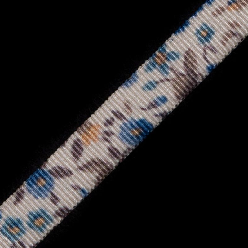 Grosgrain | Blue Floral Printed Grosgrain Ribbon – 0.375" Grosgrain Blue